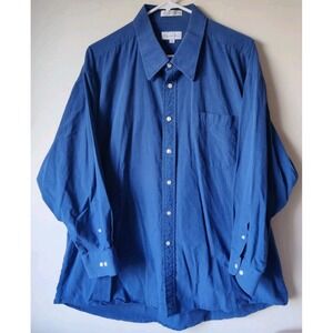 Christian Dior Men's 100% Cotton Royal Blue Button Down Shirt 18 32/33